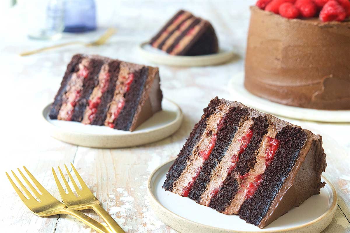 Slice of chocolate mousse cake