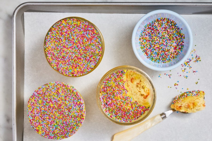 dot cakes with a bit taken out