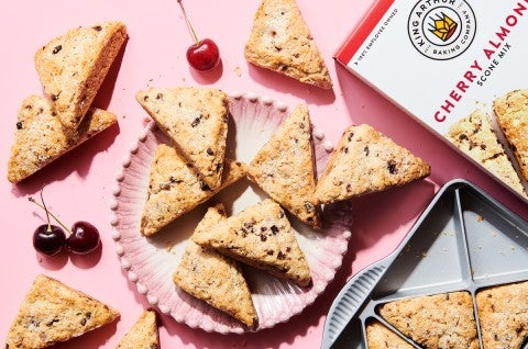 Cherry almond scones made from a scone mix
