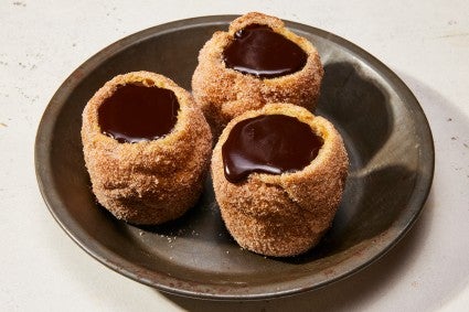 Churro Cupcakes with Chocolate Ganache 